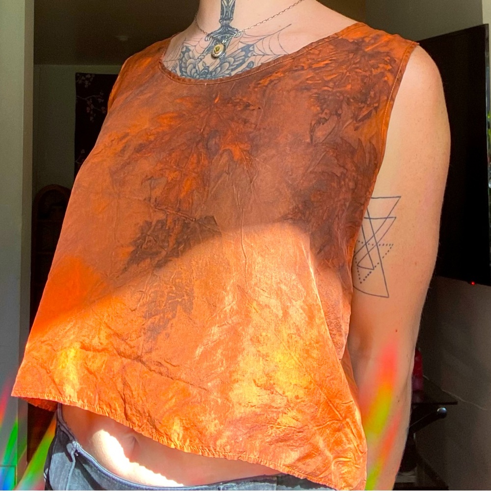 Vintage hand dyed silk tank